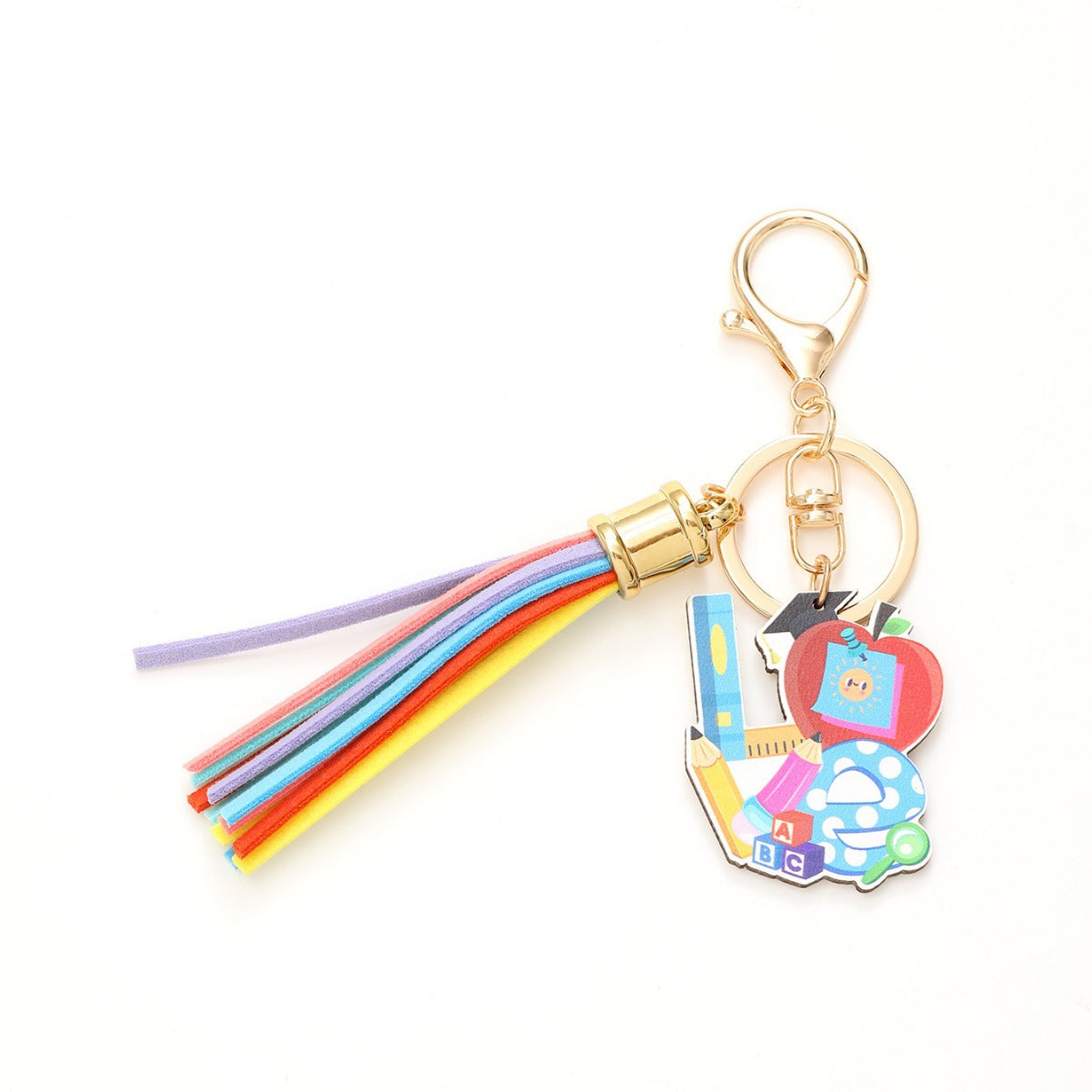 Wholesale Pencil Rainbow American Independence Day Ice Cream Wooden Tassel Keychain